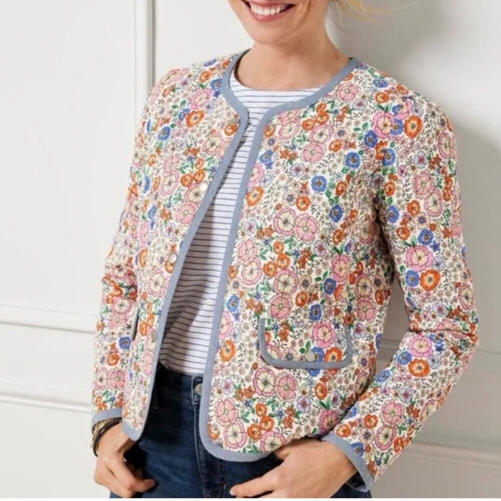 Talbots size 16P Floral Quilted Multicolor woman's jacket